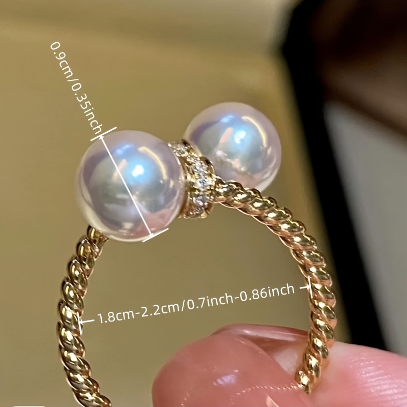 Women's Elegant Imitation Pearl Adjustable Ring, Vintage Style
